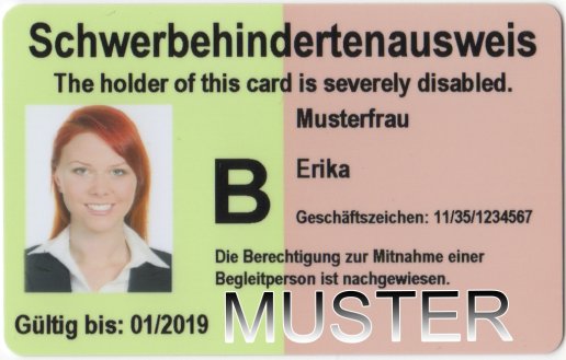Schwerbehindertenausweis Vorderseite Schwerbehindertenausweis Vorderseite