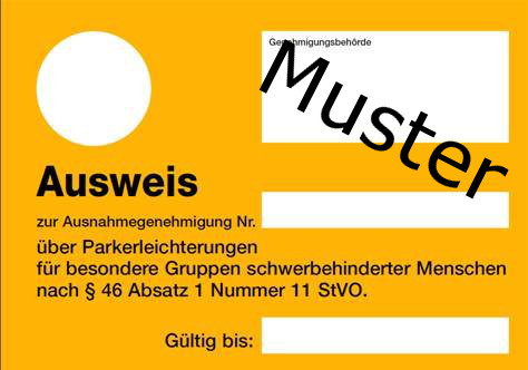Parkausweis Orange gültig innerhalb Deutschlands