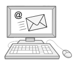 Zeichnung eines Computer mit Email Symbol