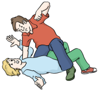 Zeichnung von zwei sich prügelnden Menschen